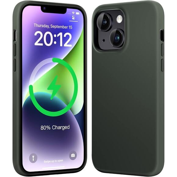 Mkeke Magnetic iPhone 14/13 Case Liquid Silicone Shockproof Protective Cover Blk - Picture 4 of 9